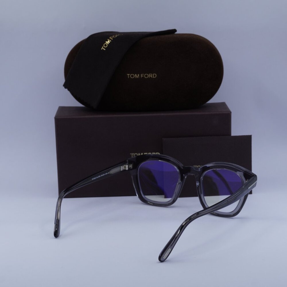 Tom Ford FT5961-B 020 Eyeglasses Grey 49mm Square Frame, Blue Light Block Lenses - Picture 9 of 9